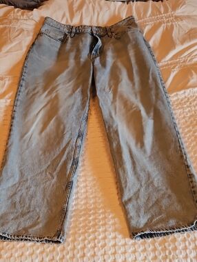 H&m Curvy Fit, Baggy, Low Waist Light Blue Straight-Leg Jeans Siz 10